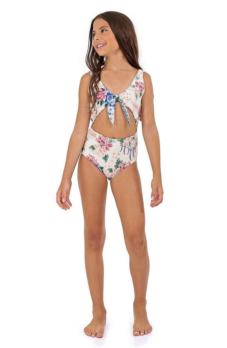Agua Bendita Kids' Iliana Ivy Cutout Reversible One-Piece Swimsuit, Alternate, color, 