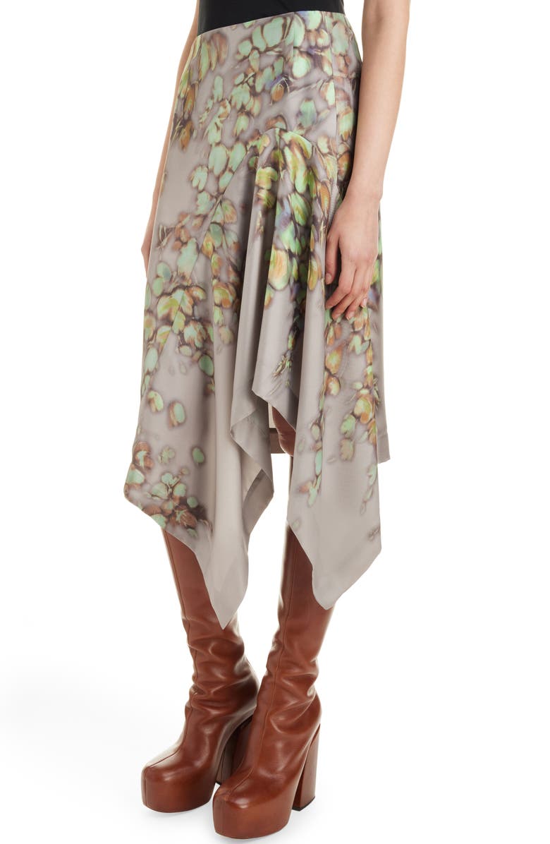 Dries Van Noten Axo Floral Print Asymmetric Silk Skirt, Alternate, color,