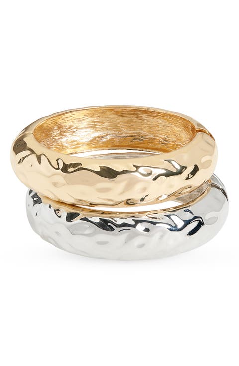 Set of 2 Textured Hinge Bracelets