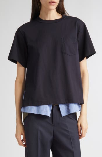 Sacai Mixed Media Jersey & Poplin Pocket T-Shirt | Nordstrom