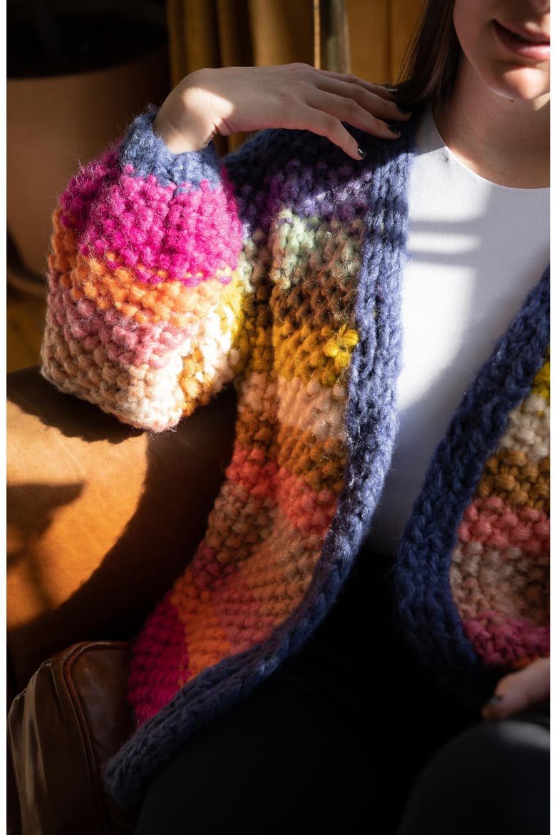 Mayflower Stripe Crochet Cardigan, Alternate, color, BRIGHT MULTI