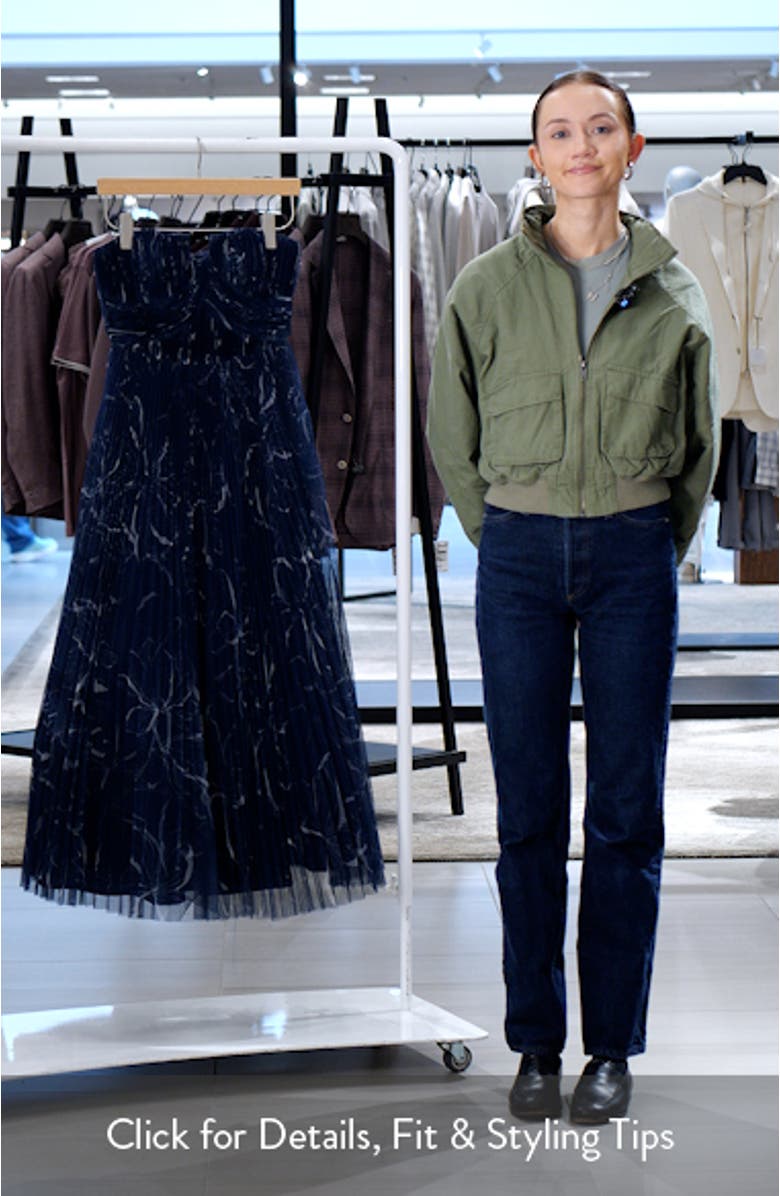 Pleated Strapless Mesh Gown, sales video thumbnail