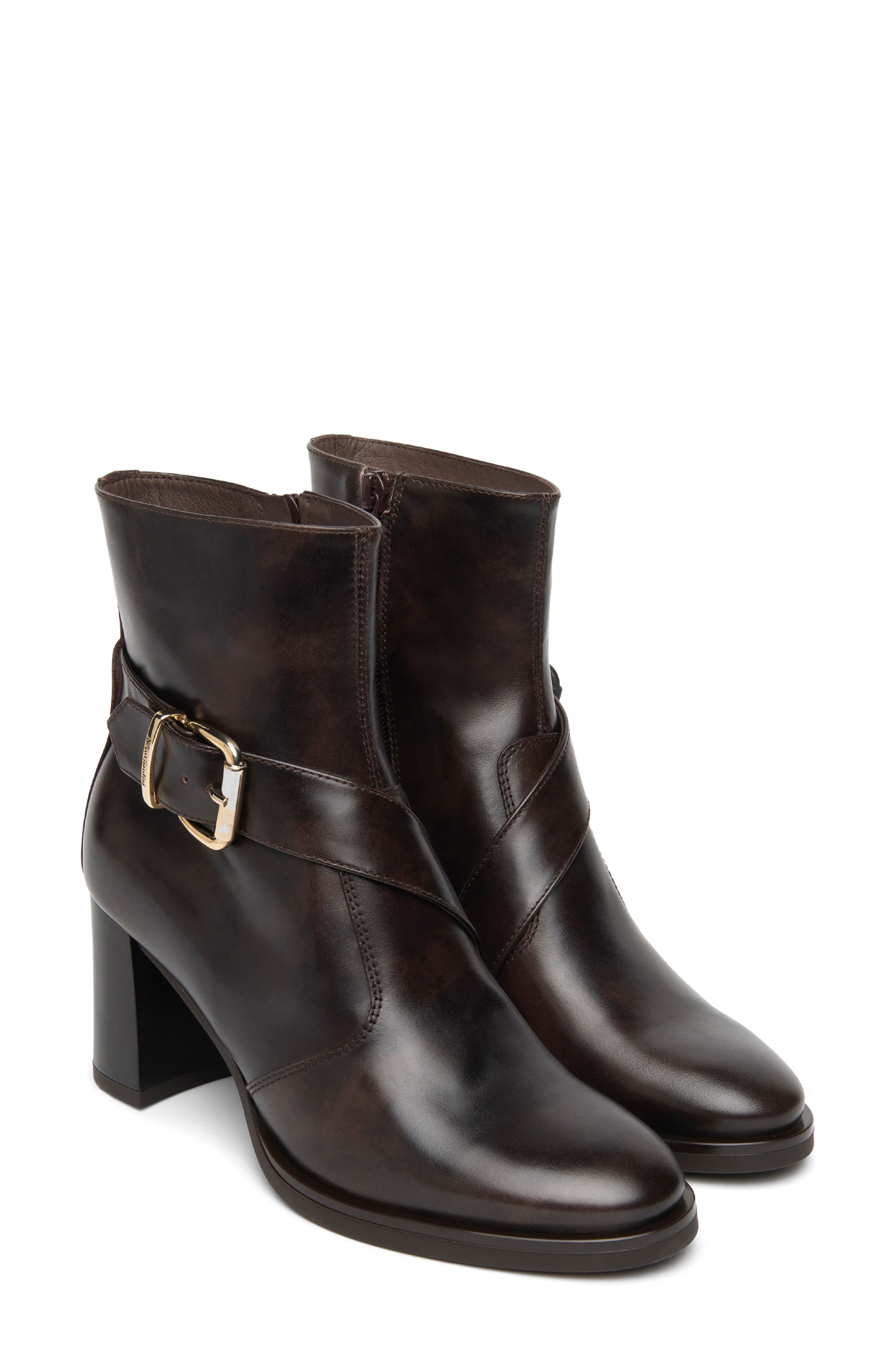Leather Ankle Strap Bootie, Main, color, CHOCOLATE