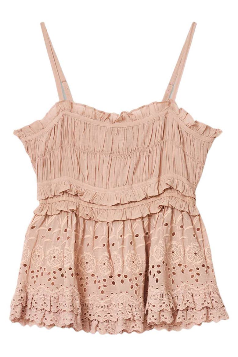 Camille Ruffle Eyelet Top, Alternate, color, PLASTER PINK