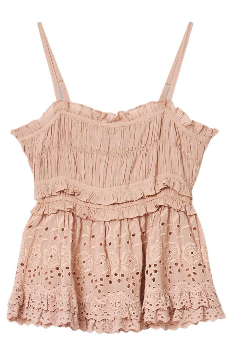 AllSaints Camille Ruffle Eyelet Top, Alternate, color, Plaster Pink