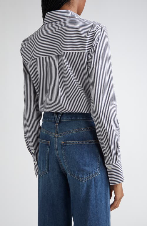 Veronica Beard Amelia Stripe Cotton Blend Button-up Shirt In Gray