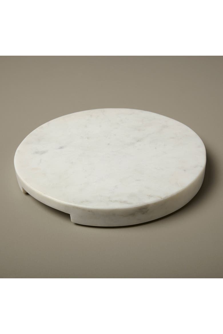 White Marble Thick Round Board with Handle Grooves, Alternate, color, White