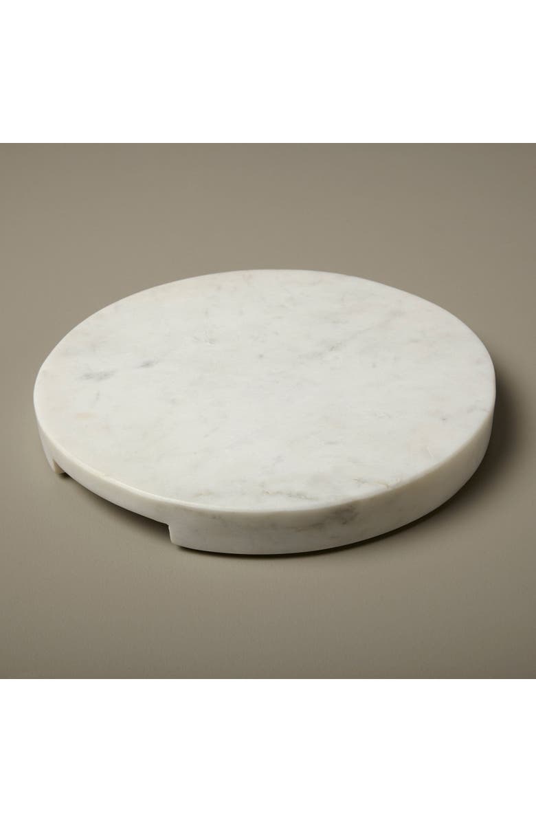 Be Home White Marble Thick Round Board with Handle Grooves, Alternate, color, White