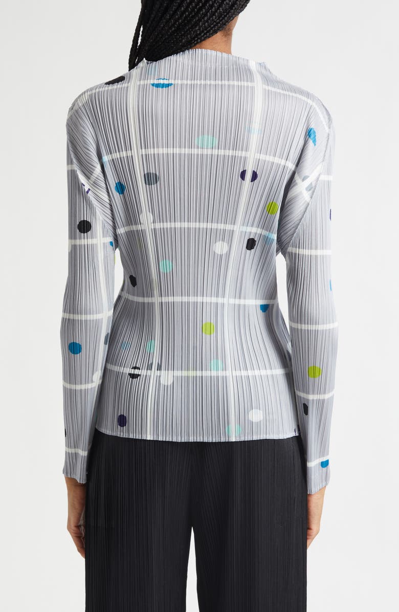 Pleats Please Issey Miyake Crossing Dots Pleated Funnel Neck Top, Alternate, color, Light Gray