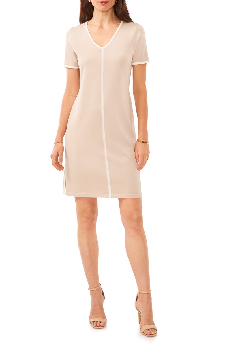Vince Camuto Contrast Trim Shift Dress, Main, color,