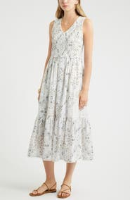 Treasure & Bond Smocked Tank Midi Dress