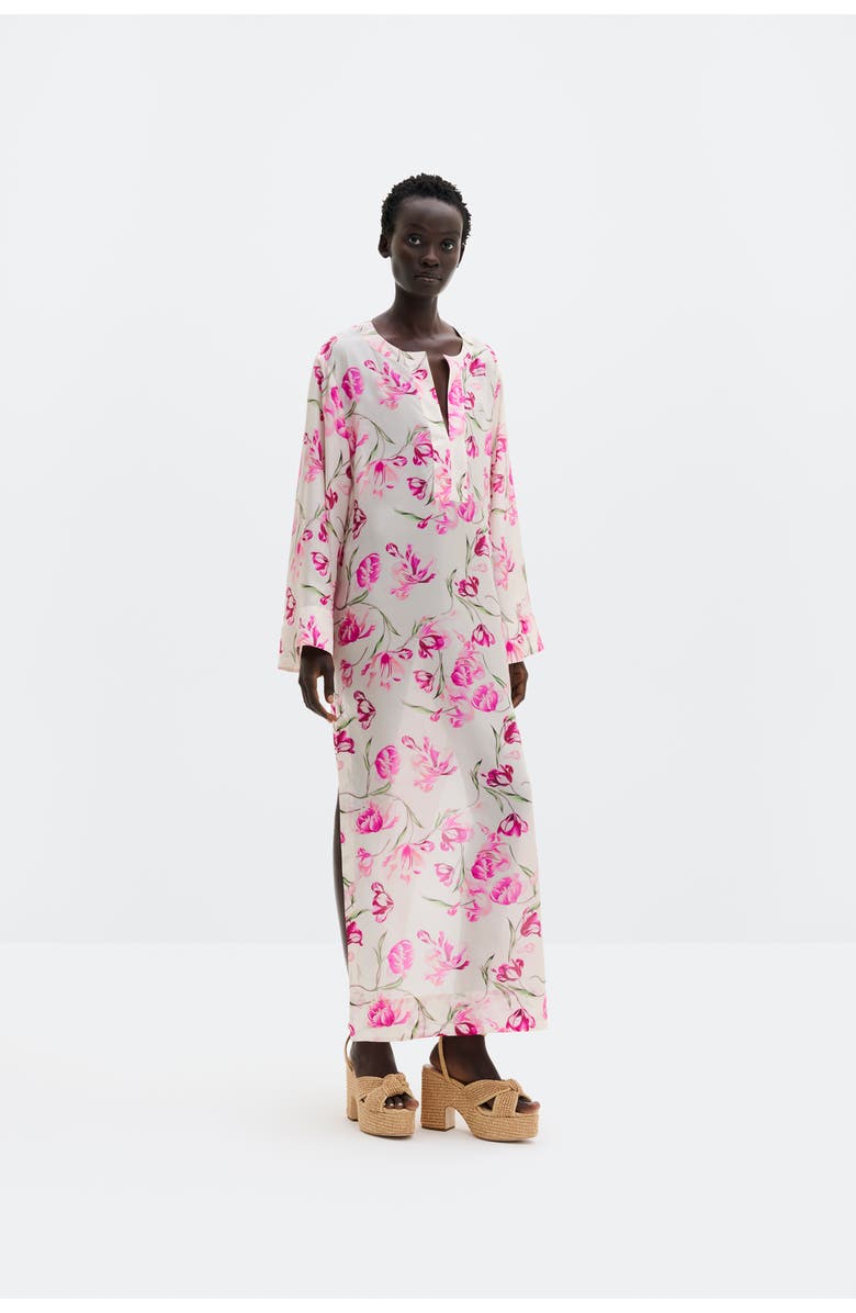 Malina Brenda Silk Maxi Kaftan Dress, Main, color, Tulip Pink