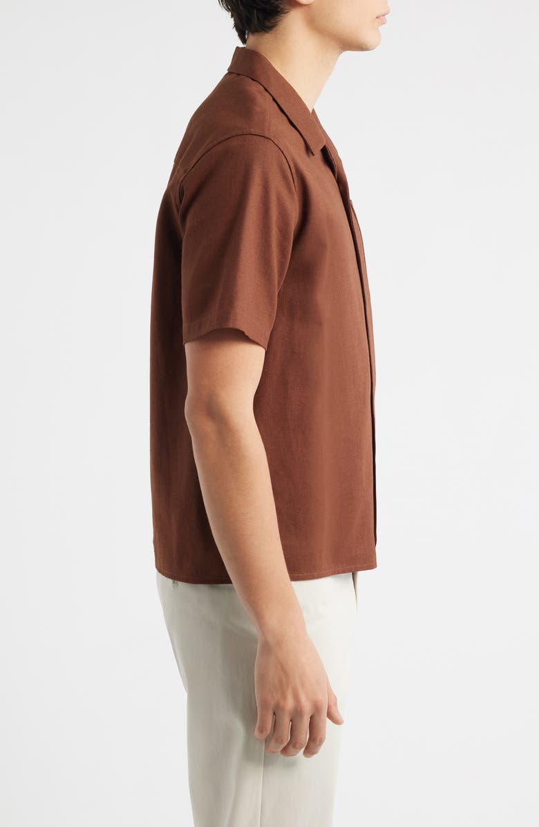 Percival Cuban Linen Camp Shirt, Alternate, color, Brown