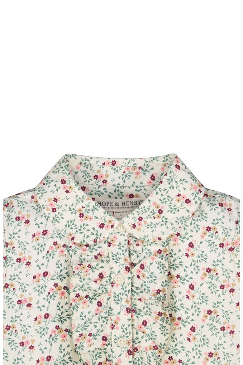 Baby Girls' Ruffle Front Shirt with Puff Sleeves, Infant, Alternate, color, Ivory Fall Floral