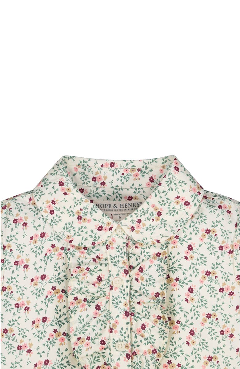 Hope & Henry Baby Girls' Ruffle Front Shirt with Puff Sleeves, Infant, Alternate, color, Ivory Fall Floral