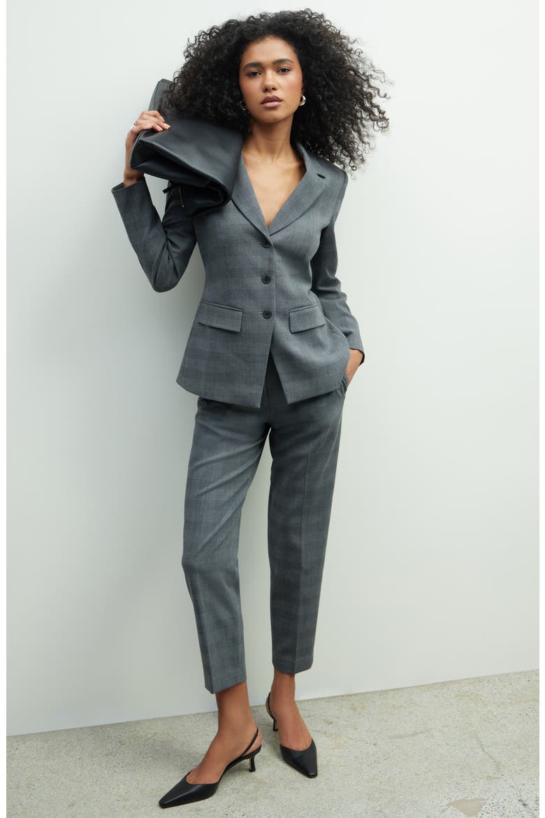 The Icon Plaid Cigarette Pants, Alternate, color, GREY GLEN PLAID