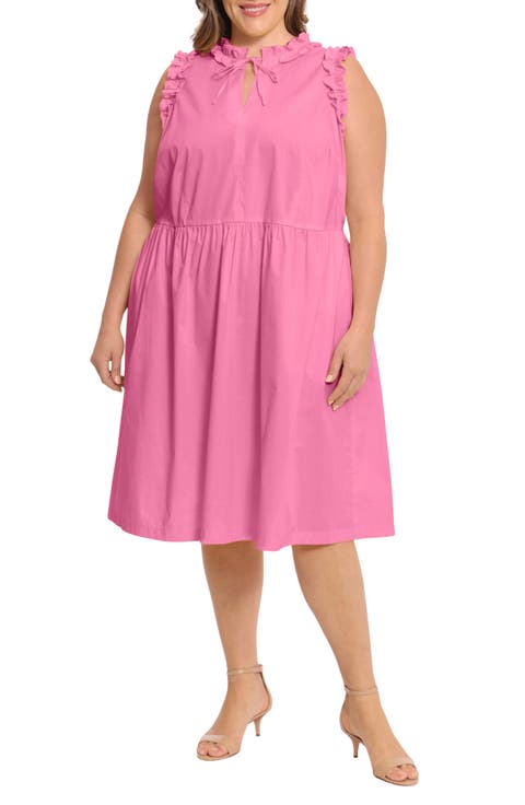 Solid Poplin Trapeze Dress (Plus Size)