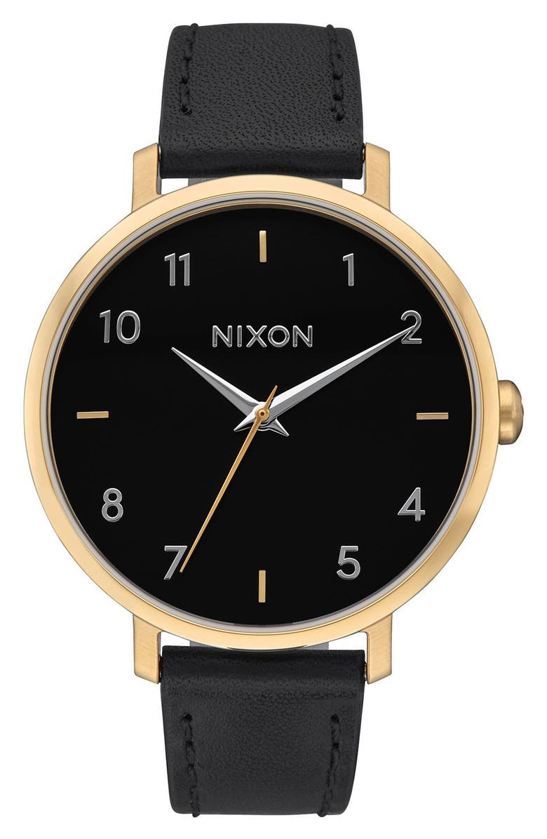 Nixon The Arrow Leather Strap Watch, 38mm, Main, color,