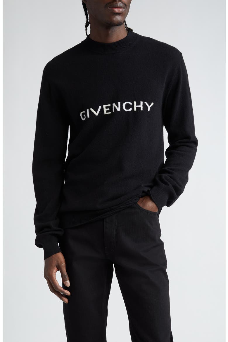Archetype Logo Intarsia Wool Crewneck Sweater, Main, color, BLACK