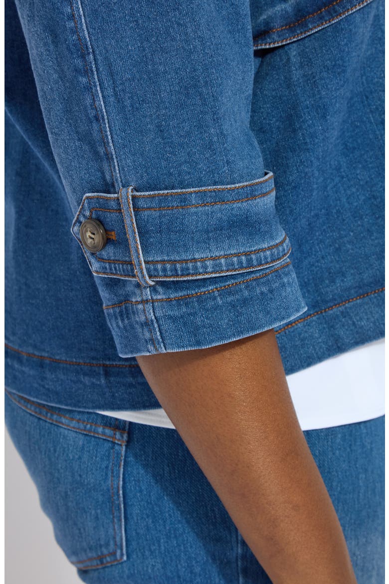 Jeanne Crop Trench Jacket, Alternate, color, MID WASH