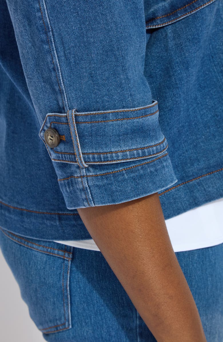 Lysse Jeanne Crop Trench Jacket, Alternate, color, Mid Wash