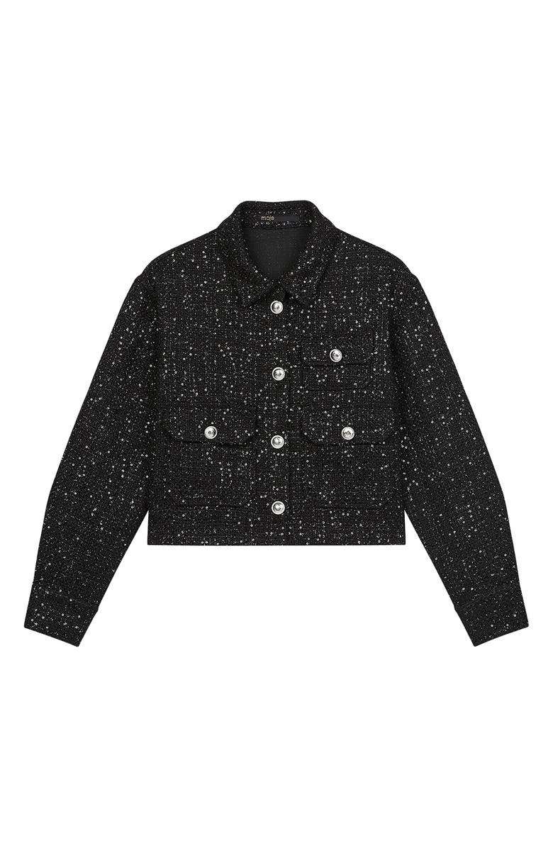 maje Cenatelli Sequin Tweed Jacket, Alternate, color,