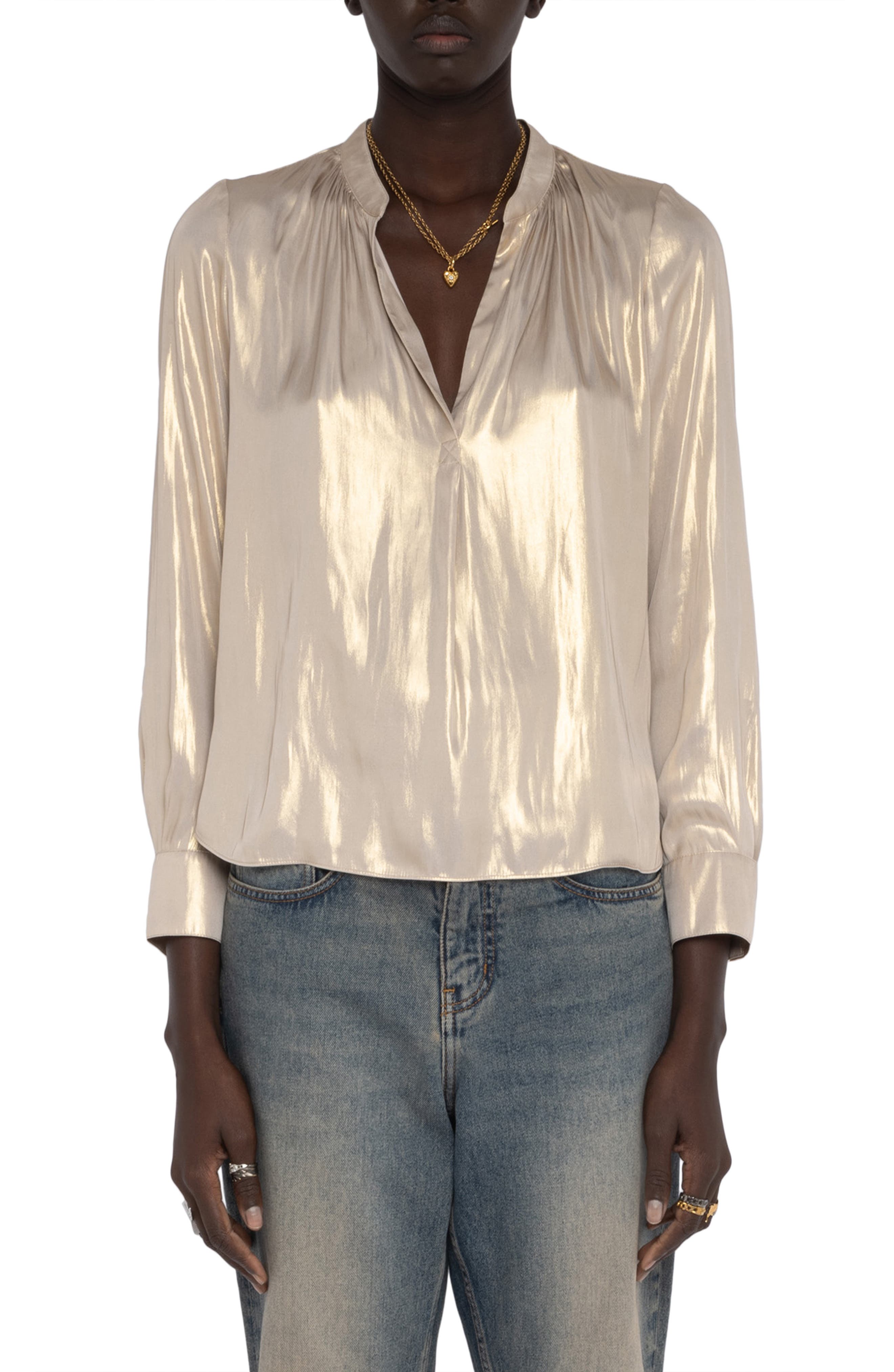 Tink Metallic Satin Top