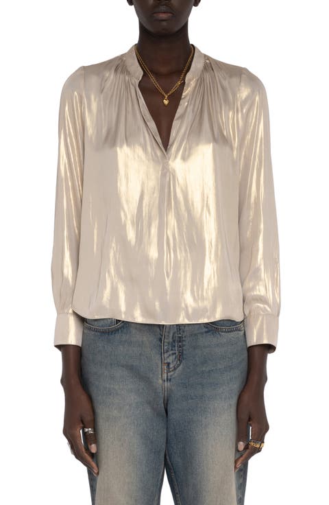 Tink Metallic Satin Top