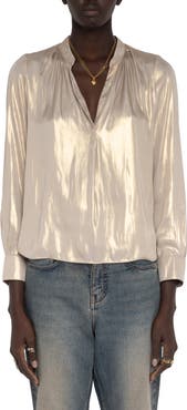Zadig & Voltaire Tink Metallic Satin Top