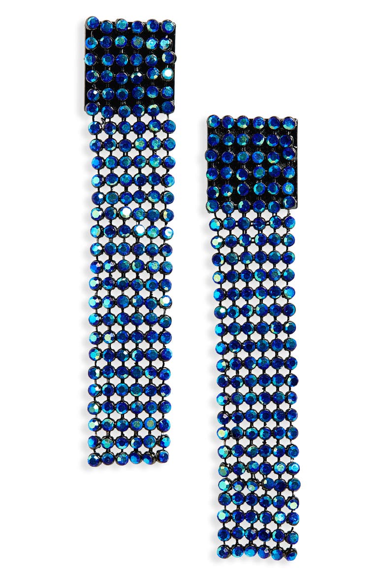 Drama Sparkle Duster Earrings, Main, color, IRIDESCENT BLUE- HEMATITE