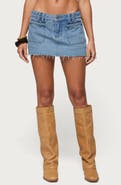 EDIKTED Gloriana Cutoff Denim Miniskirt