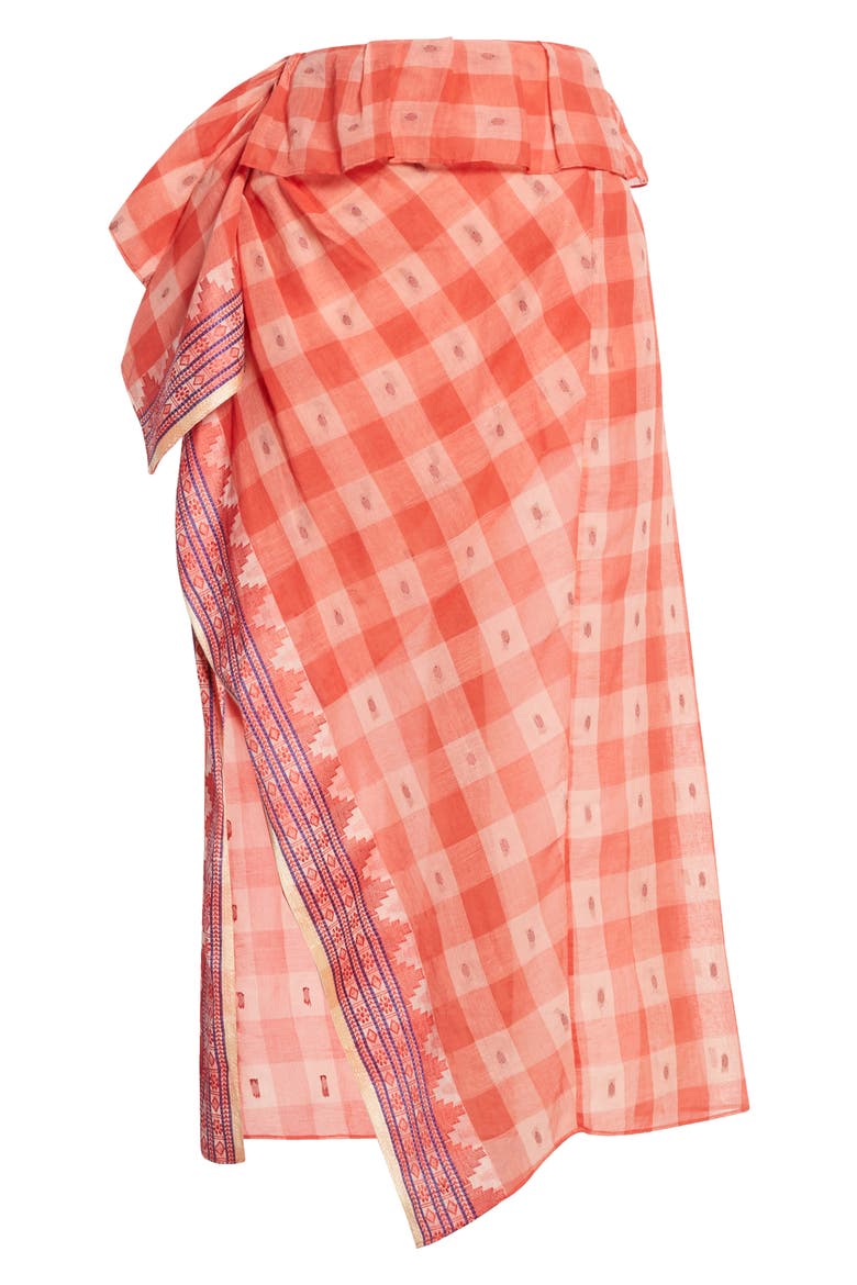 Merida Check Cotton Skirt, Alternate, color, HIBISCUS