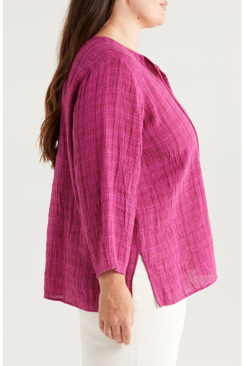 Split Neck Organic Linen Top, Alternate, color, SANGRIA