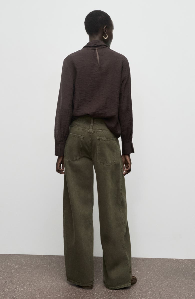 MANGO Low Rise Barrel Leg Jeans, Alternate, color, Khaki Green