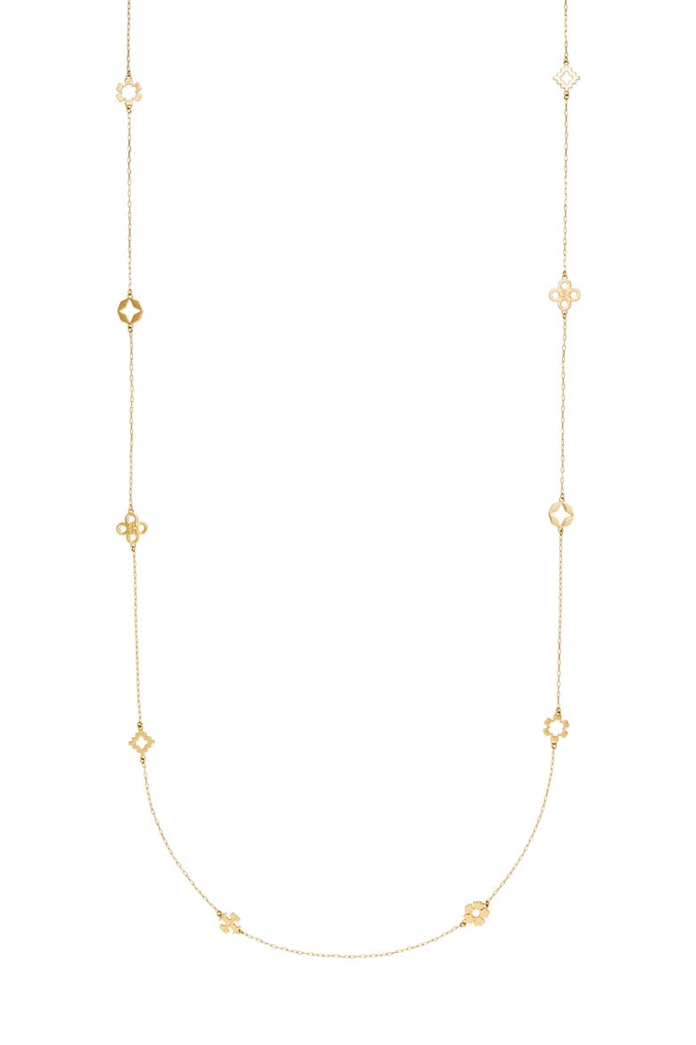 Long Forget Me Not Necklace, Alternate, color, TORY GOLD