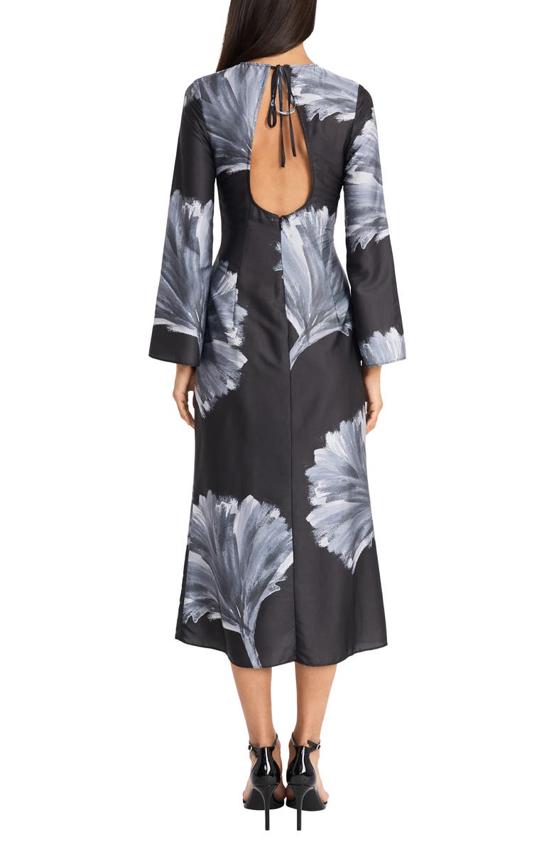 DONNA MORGAN FOR MAGGY Cutout Back Long Sleeve Midi Dress, Alternate, color, Black/ Grey