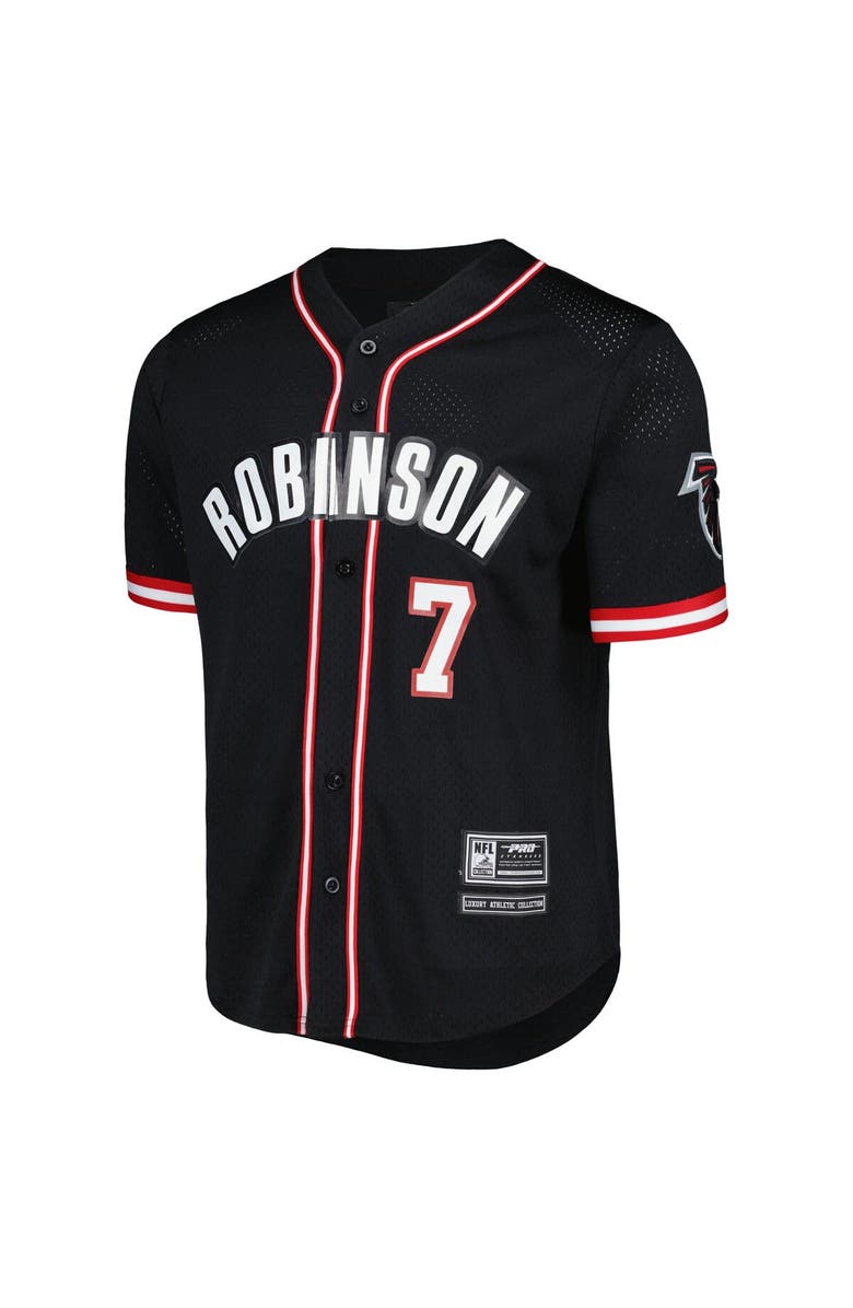 PRO STANDARD Men's Pro Standard Bijan Robinson Black Atlanta Falcons Mesh Baseball Button-Up T-Shirt, Alternate, color,