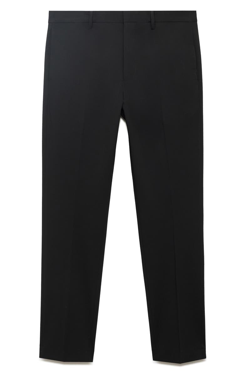 MANGO Slim Fit Flat Front Pants, Alternate, color, Black