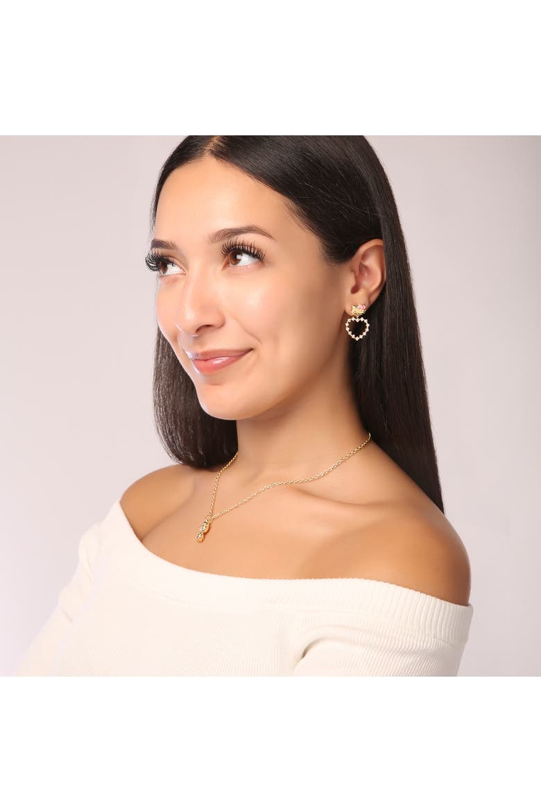 Heart Dangle Stud Earrings, Alternate, color, Gold