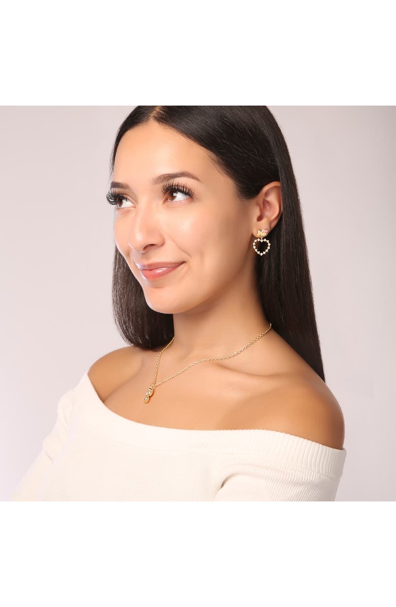 Hello Kitty Heart Dangle Stud Earrings, Alternate, color, Gold