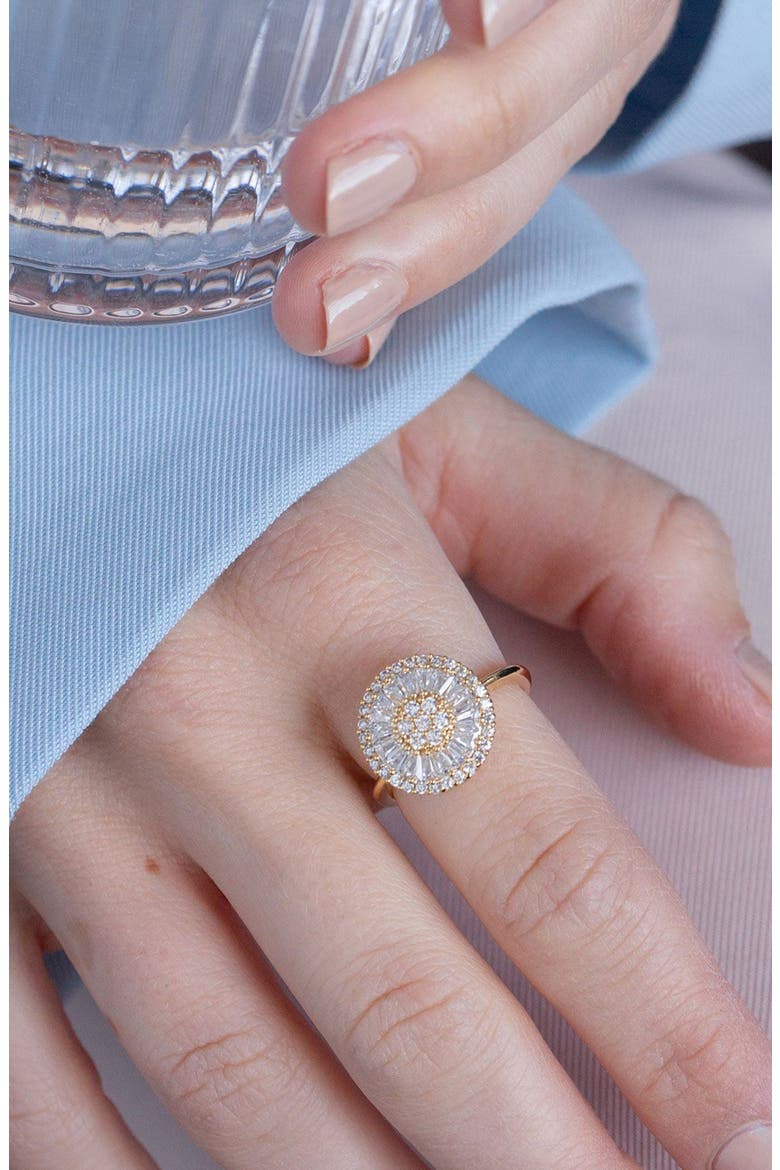 14k Gold Plated Elise Ring Dainty Crystal Sparkle Trendy, Alternate, color, Gold