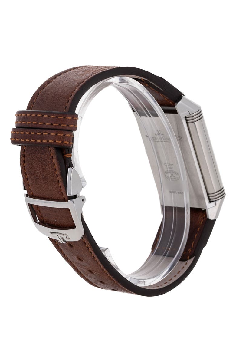 Watchfinder & Co. Jaeger-LeCoultre Preowned 2021 Reverso Classic Medium Duoface 2458420 Leather Strap Watch, 25.5mm, Alternate, color, Silver