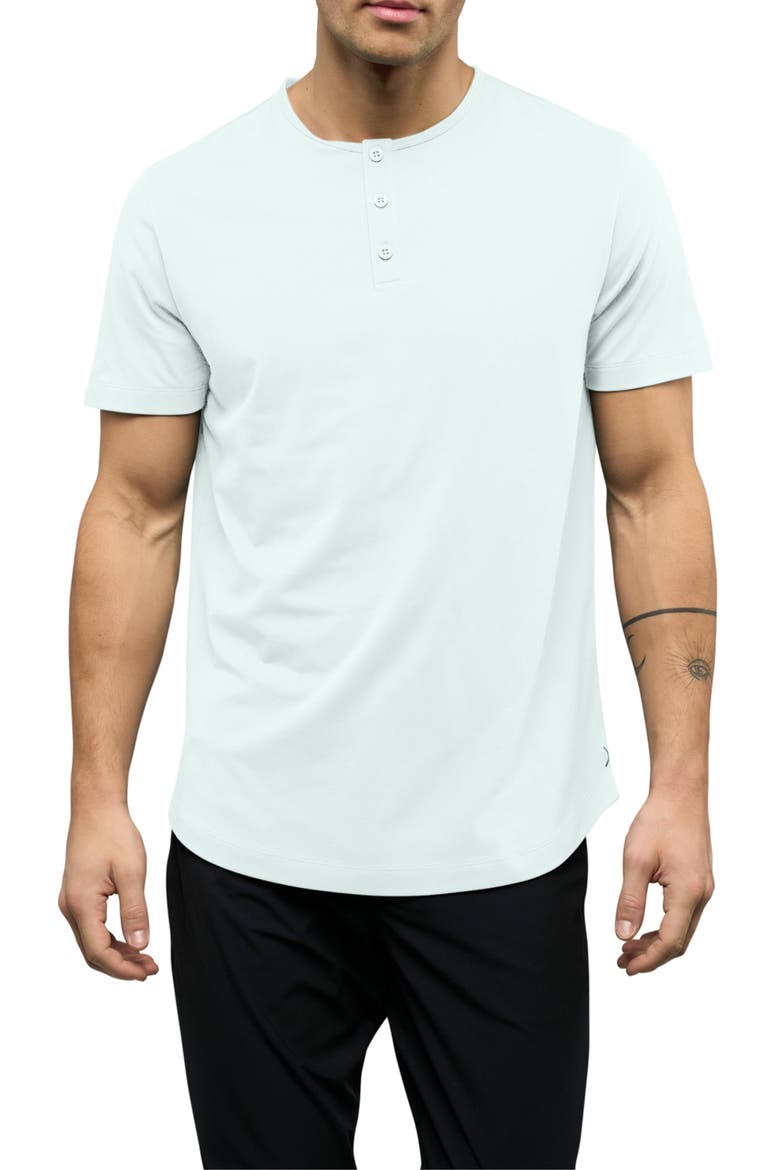 AO Curved Hem Short Sleeve Henley, Main, color, DIAPHONOUS