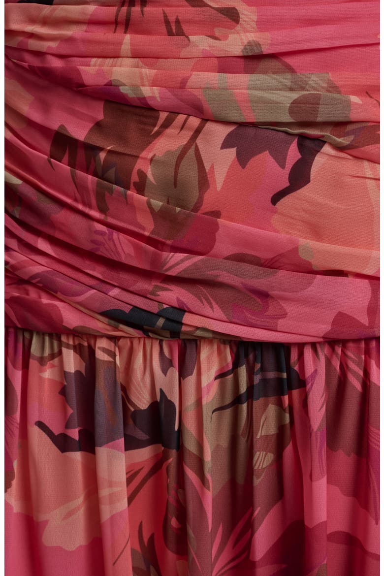 Strapless Floral Ruched Bodice Maxi Dress, Alternate, color, BELLINI BLUSH MULTI