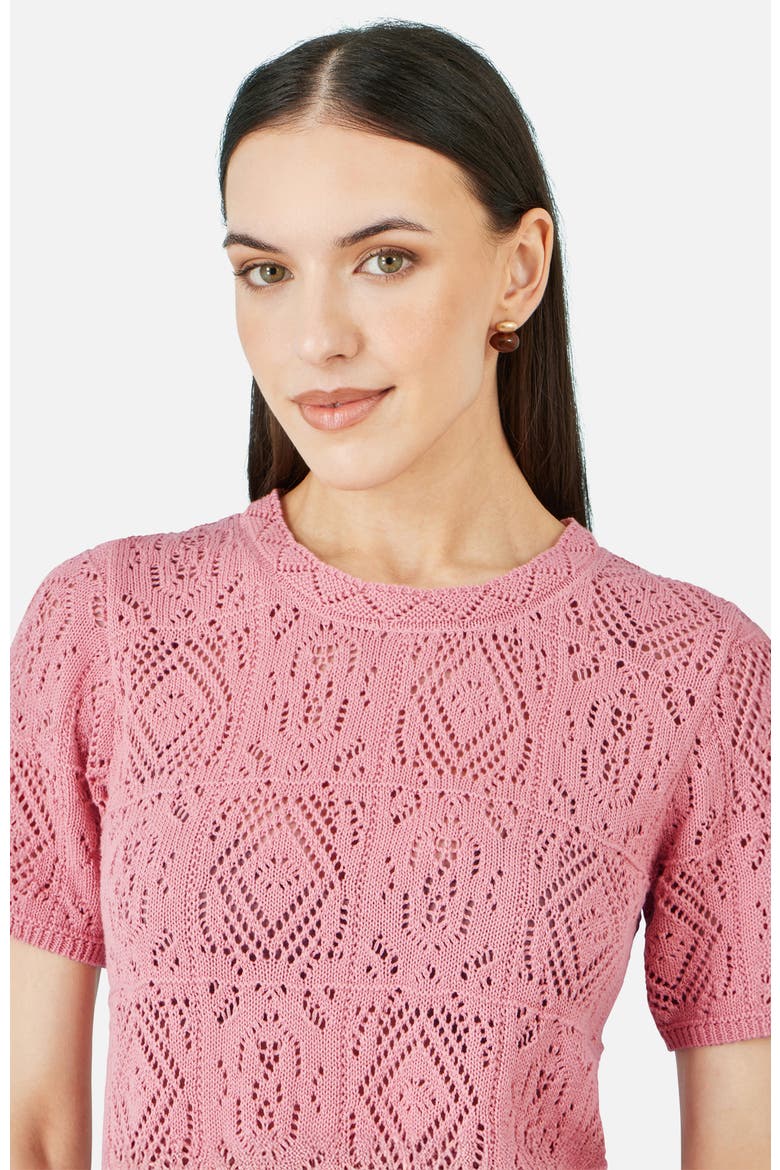 Cotton Crochet Knitted Top, Alternate, color, Pink