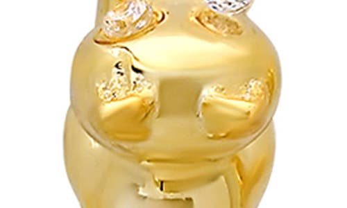 Queen Jewels Dangling Kitty Hoop Earrings In Gold