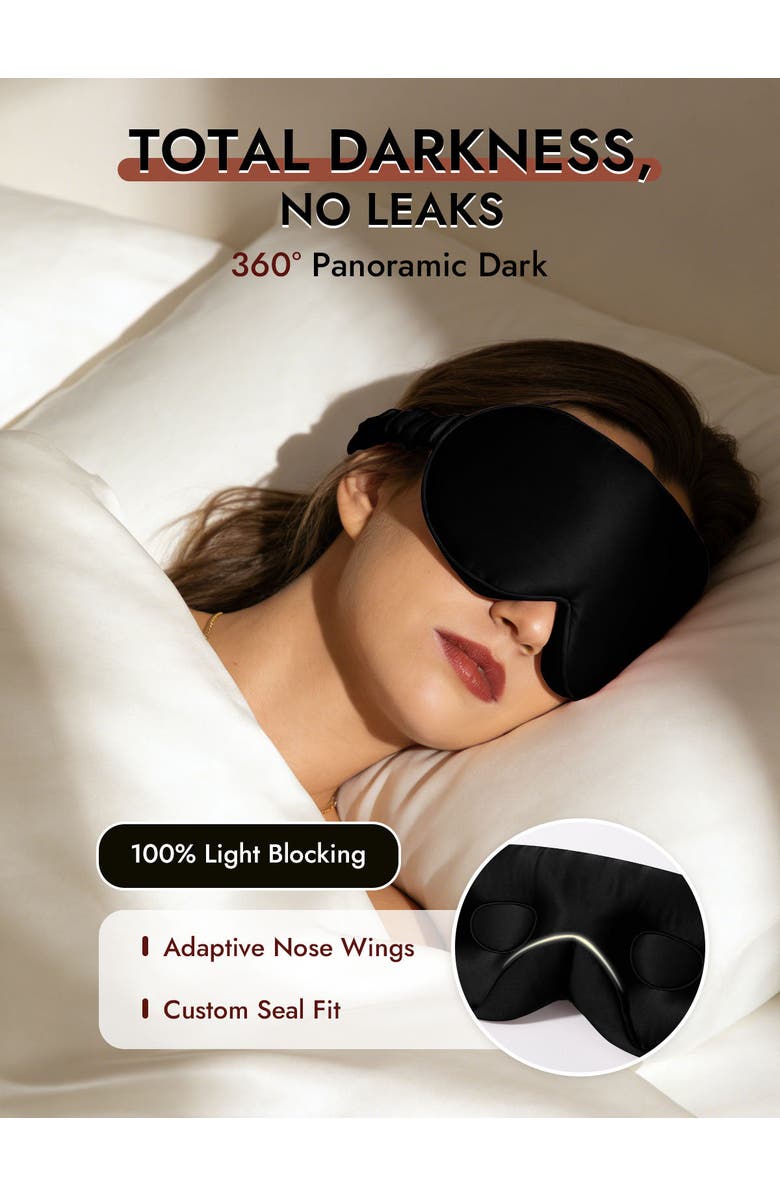SILKSILKY 22 Momme Pure Silk 3D Adjustable Eye Mask, Alternate, color, Black
