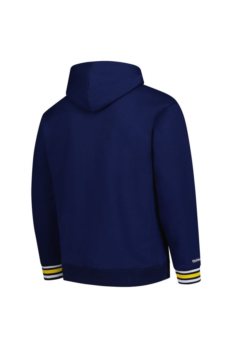 Men's Mitchell & Ness Navy Michigan Wolverines Chainstich Fleece Pullover Hoodie, Alternate, color, Navy
