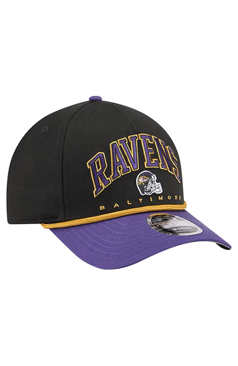 New Era Men's New Era  Black Baltimore Ravens  Arch COOLERA 9FORTY A-Frame Adjustable Hat, Alternate, color, 