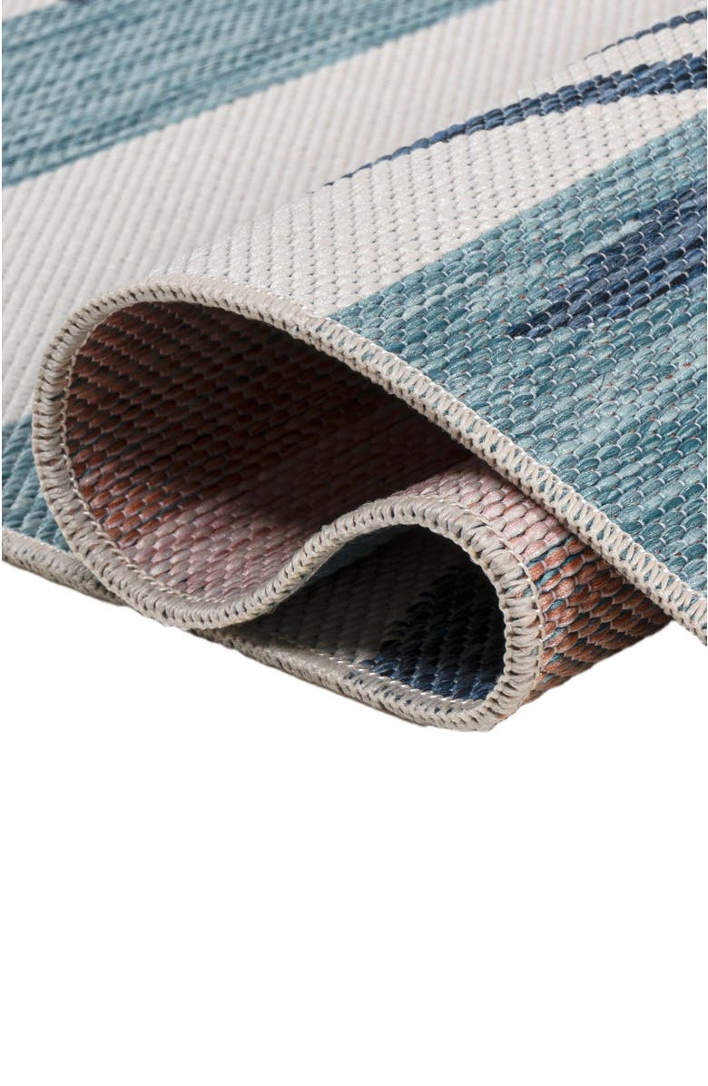 JONATHAN Y Veronica Classic Beach Stripe and Palm Leaf Indoor/Outdoor Area Rug, Alternate, color, Navy/Cream